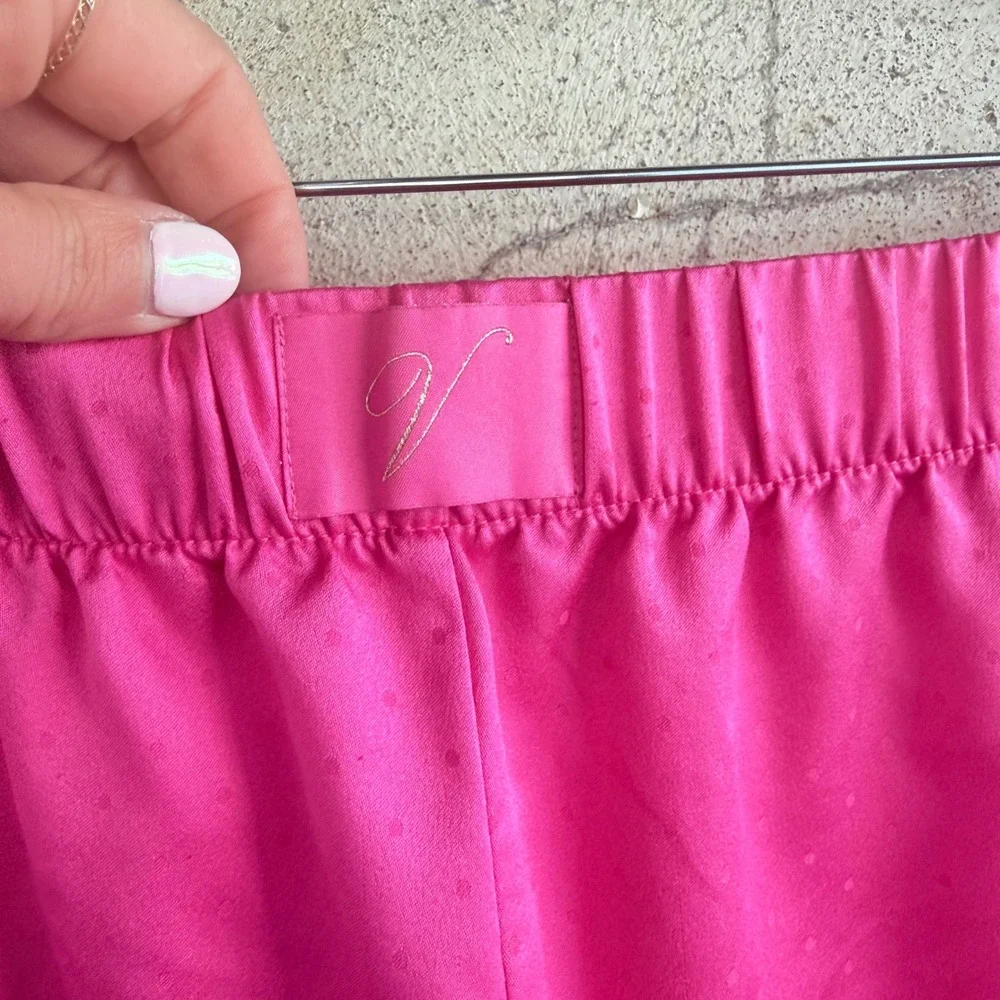Victorias Secret Satin Pajama Set Hot Pink Polka Dot‎ PJs Silky Cami Shorts Y2K - Picture 7 of 16